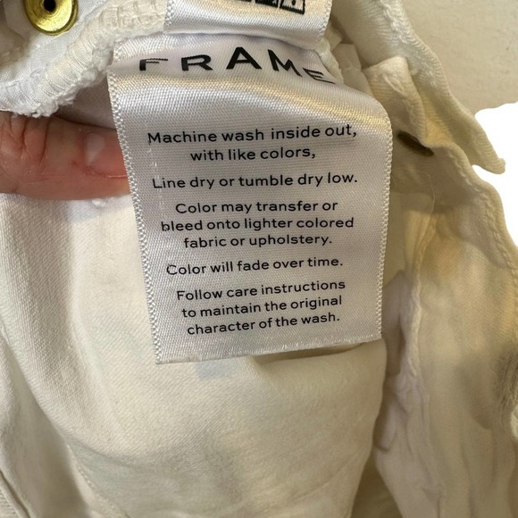 Frame Jeans Womens Le High Skinny Stretch Distressed USA Made White 27 - Picture 12 of 13